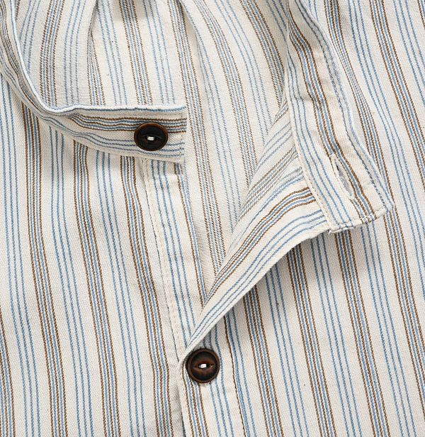 Indian Khadi Shirt Denim 908 Easy Shirt Kinari Stripe Detail