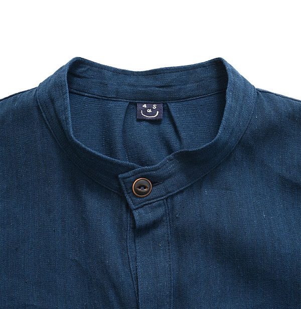 Indian Khadi Shirt Denim 908 Easy Shirt Detail