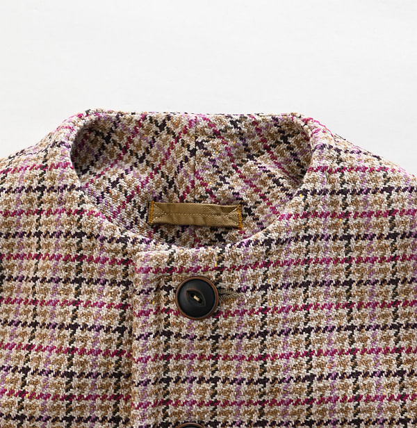 Cotton Tweed No Collar Annie Jacket Pink Detail