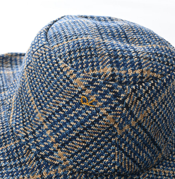 Indigo Cotton Tweed Concho Hat Detail