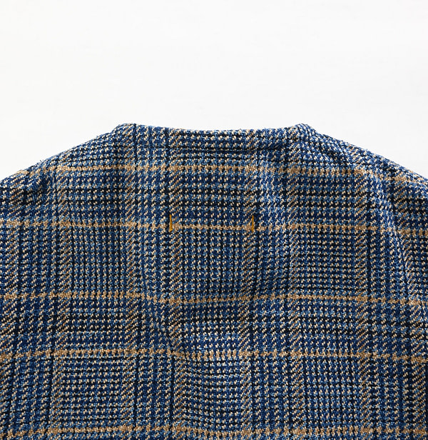 Indigo Cotton Tweed No Collar Annie Jacket Detail