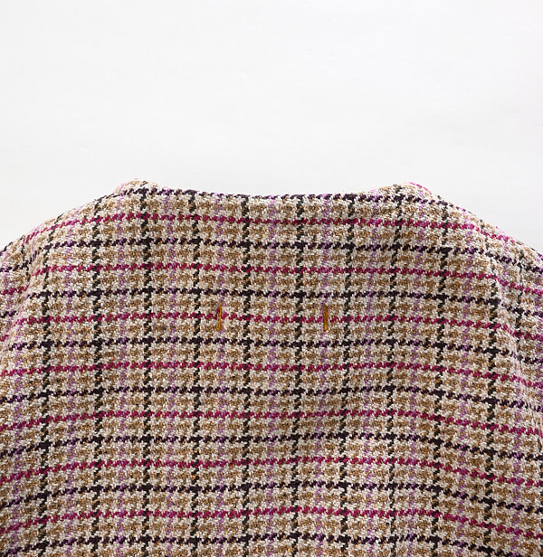 Cotton Tweed No Collar Annie Jacket Pink Detail