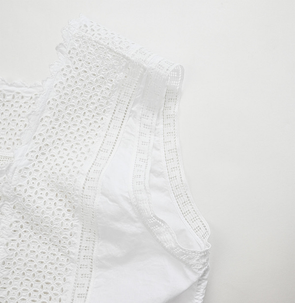 Supima Batiste Cutwork No Sleeve T-shirt Detail