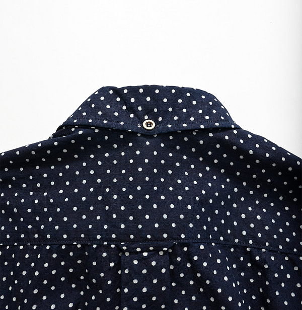 Indigo Tappet Dot Print 908 Ocean Shirt Detail