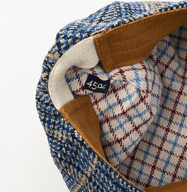 Indigo Cotton Tweed Hunting Hat Detail