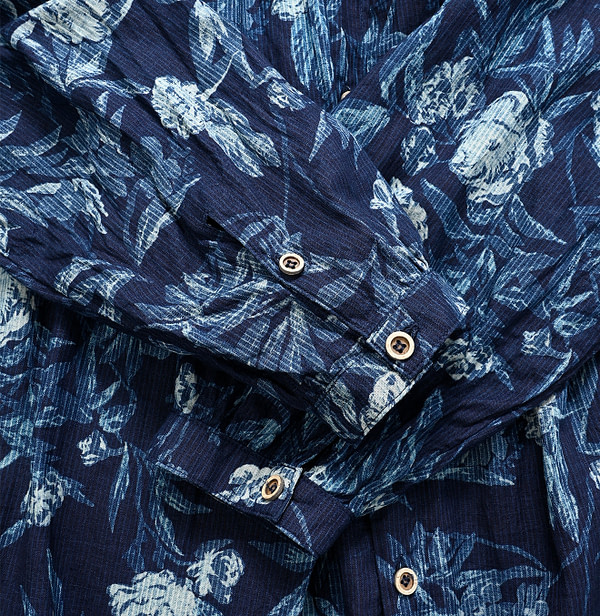 Indigo Doama Hira Garden Balsam Print Kushukushu Dress Detail