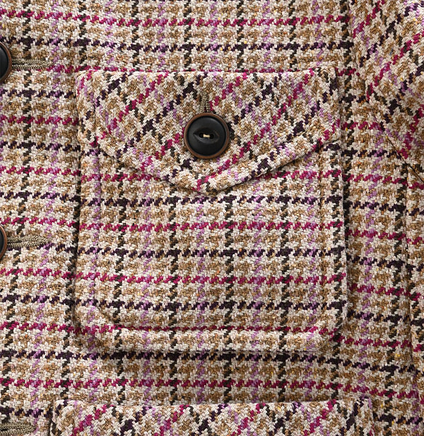 Cotton Tweed No Collar Annie Jacket Pink Detail