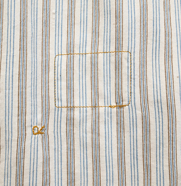 Indian Khadi Shirt Denim 908 Easy Shirt Kinari Stripe Detail