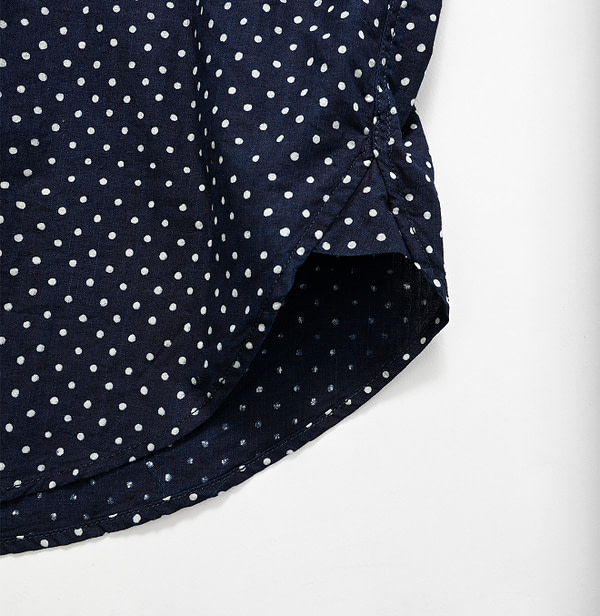 Indigo Tappet Dot Print 908 Ocean Shirt Detail