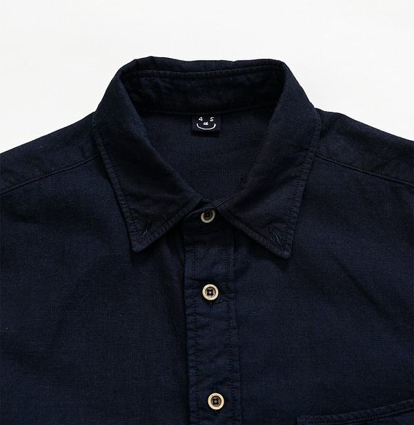 Indigo Double Woven 908 Loafer Shirt Detail