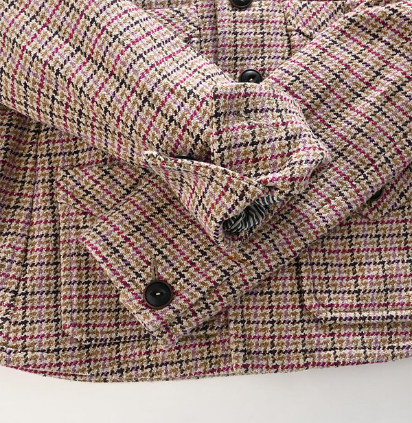 Cotton Tweed No Collar Annie Jacket Pink Detail