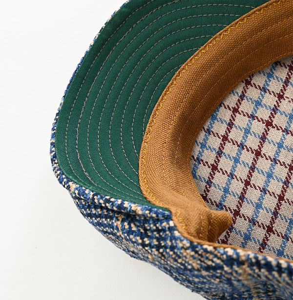 Indigo Cotton Tweed Hunting Hat Detail