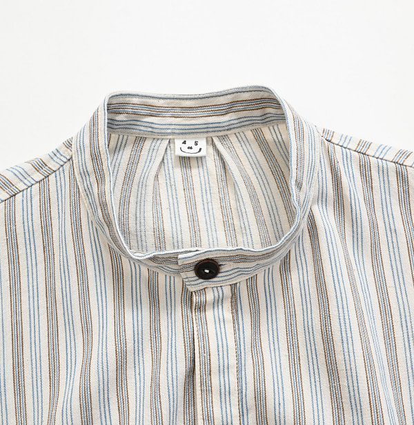 Indian Khadi Shirt Denim 908 Easy Shirt Kinari Stripe Detail