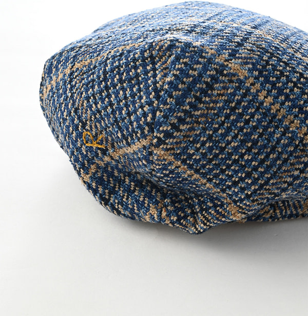 Indigo Cotton Tweed Hunting Hat Detail