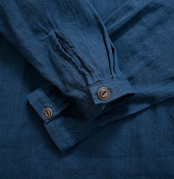 Indian Khadi Shirt Denim 908 Easy Shirt Detail