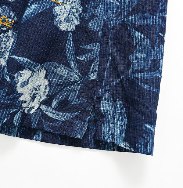 Indigo Doama Hira Garden Balsam Print Square Shirt Detail