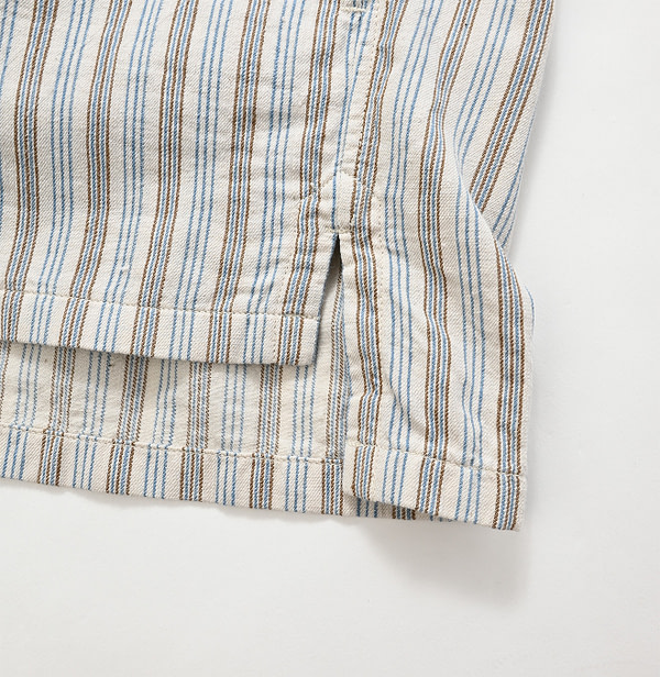 Indian Khadi Shirt Denim 908 Easy Shirt Kinari Stripe Detail