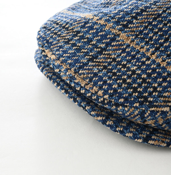 Indigo Cotton Tweed Hunting Hat Detail