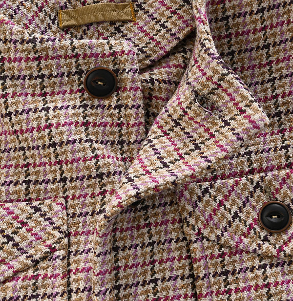 Cotton Tweed No Collar Annie Jacket Pink Detail