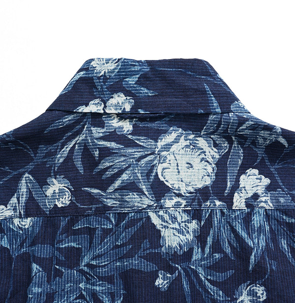 Indigo Doama Hira Garden Balsam Print Square Shirt Detail