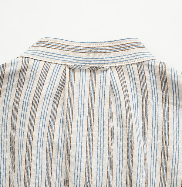 Indian Khadi Shirt Denim 908 Easy Shirt Kinari Stripe Detail