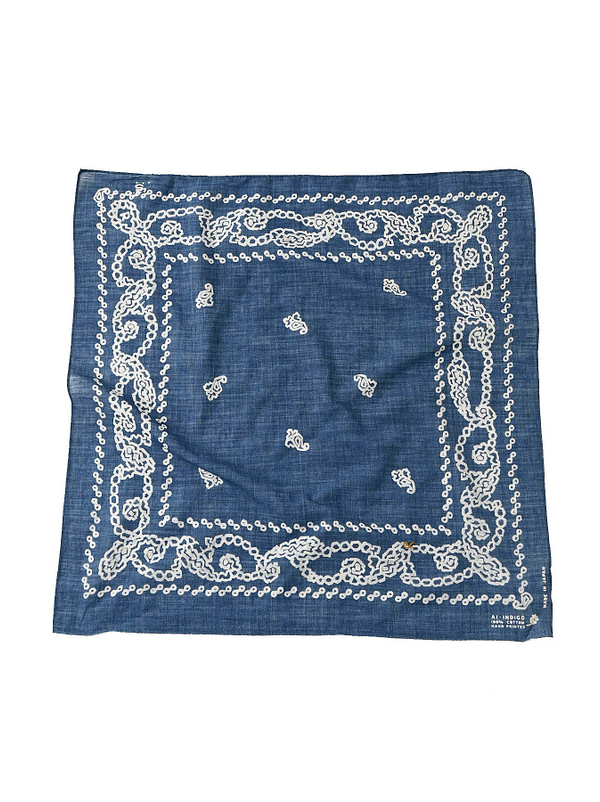 Indigo Selvedge Honeycomb Cotton Bandana dark indigo