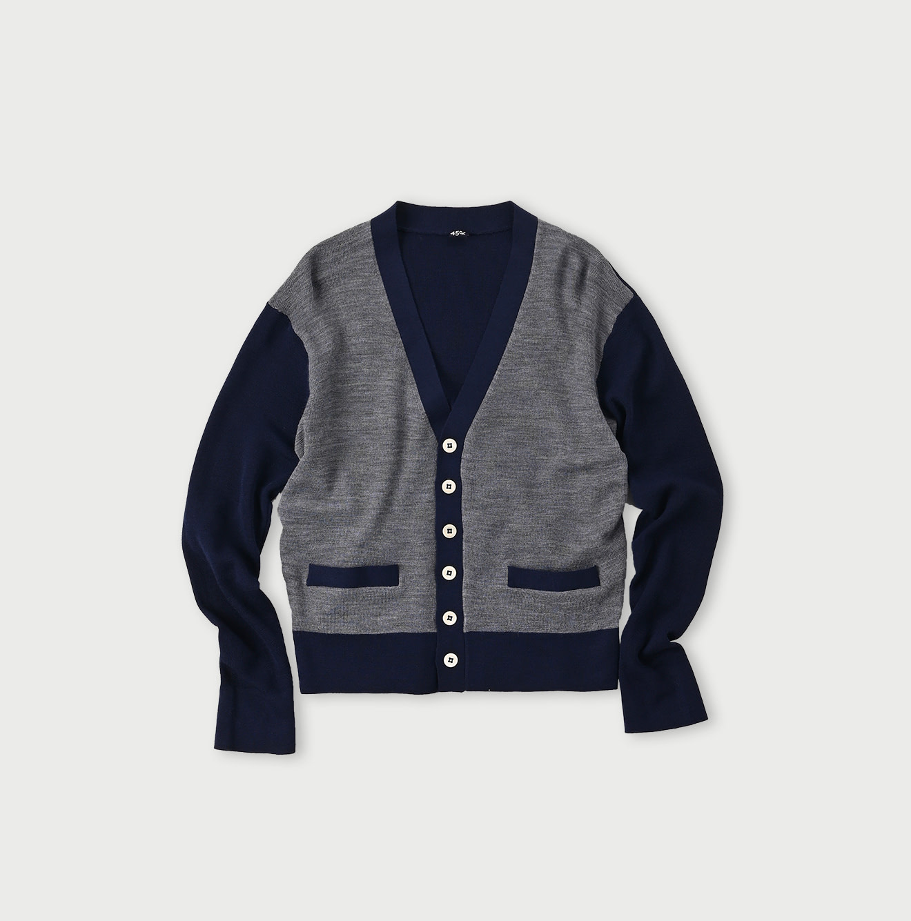 Combed Wool 908 Rib Cleric Cardigan Gray Top Base