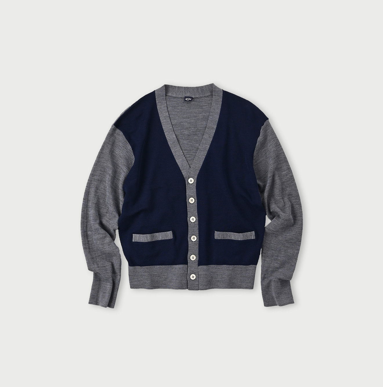 Combed Wool 908 Rib Cleric Cardigan Navy Base