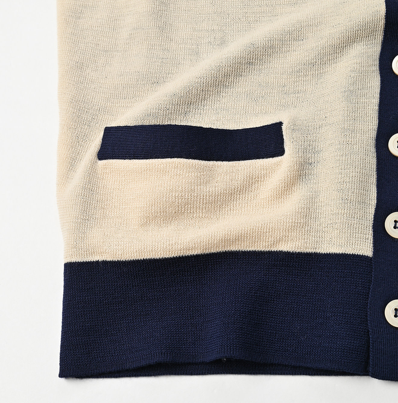 Combed Wool 908 Rib Cleric Cardigan Detail