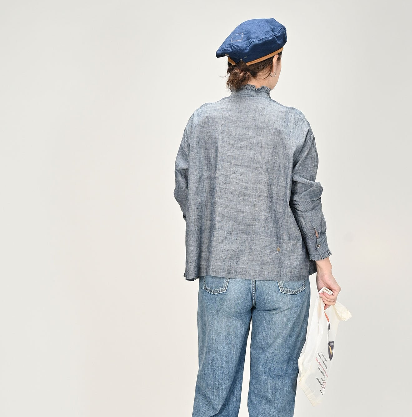 Ai Dungaree Indian Khadi Tuck Frill Boe Tie Blouse - 45r