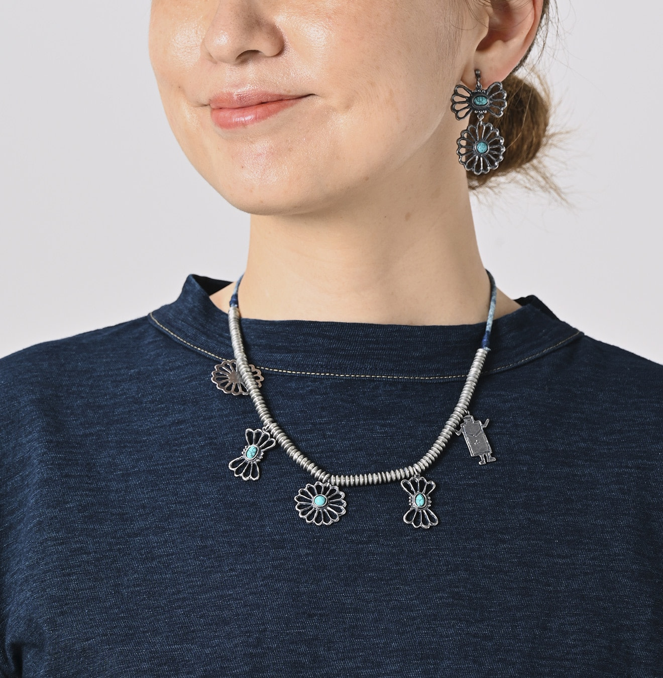 Indigo Long Sleeve 908 45 Star T-shirt Detail