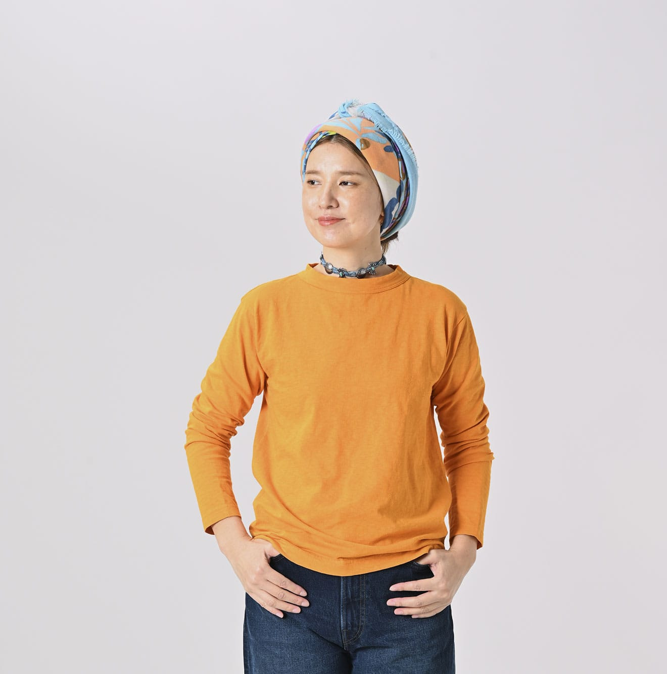 Float Snowflake Furoshiki Female Model