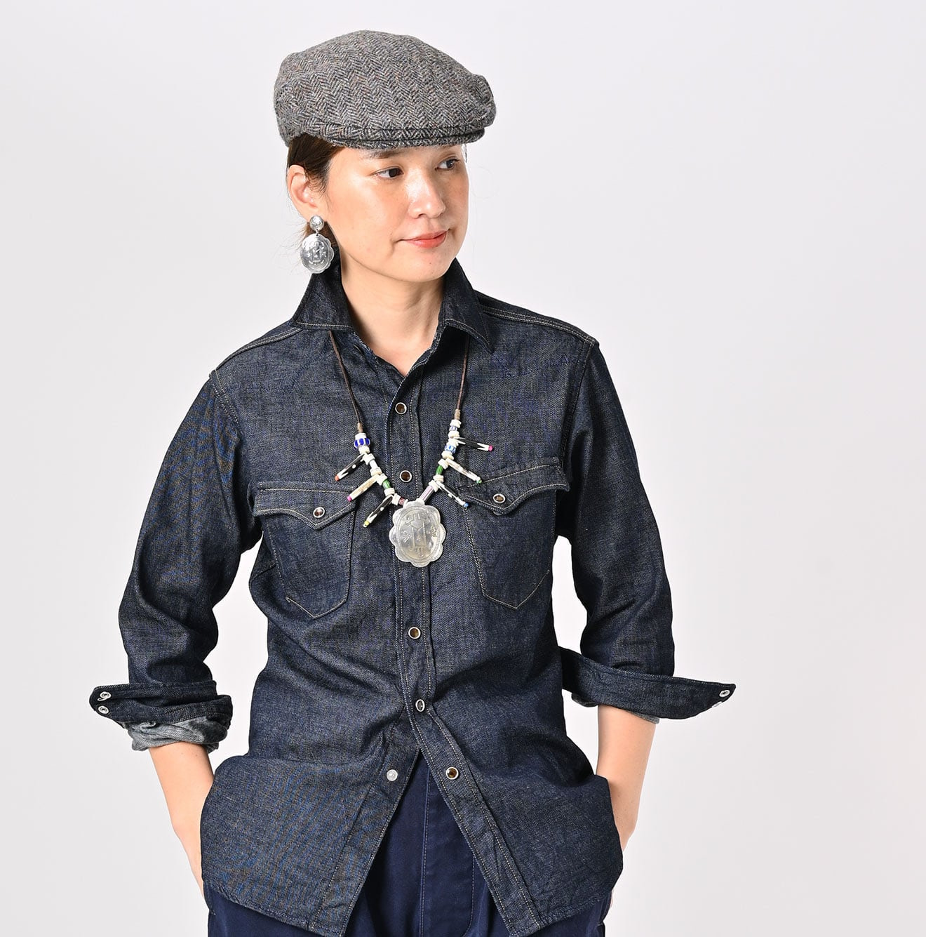 Indigo 45 Petite Denim 908 Eastern Shirt Nou Female Model