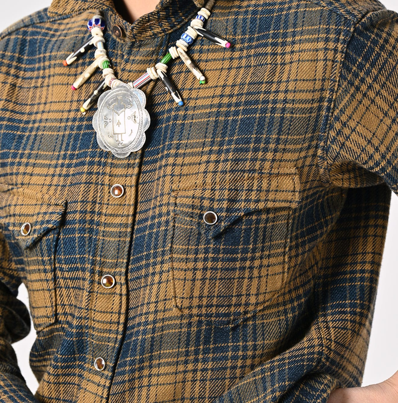 Indigo Zimbabwean Flannel 908 Eastern Shirt Detail