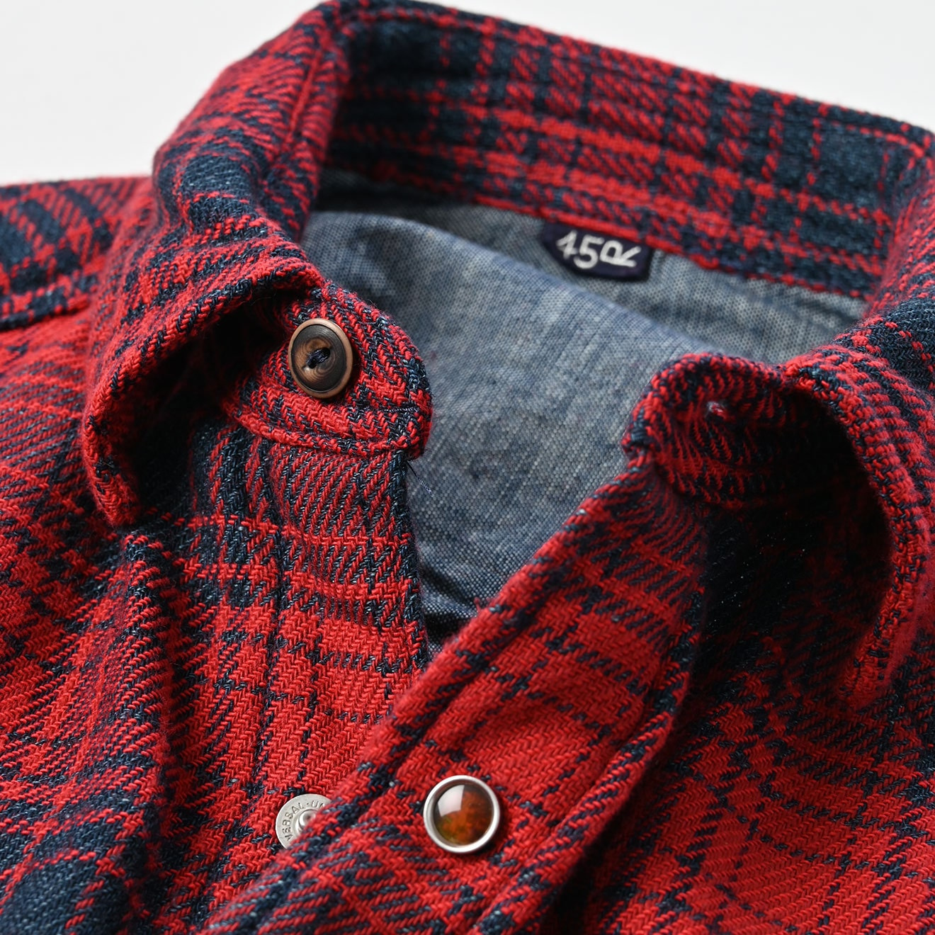 Indigo Zimbabwean Flannel 908 Eastern Shirt Detail