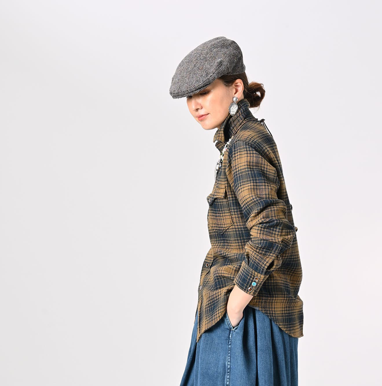 Indigo Zimbabwean Flannel 908 Eastern Shirt Female Model
