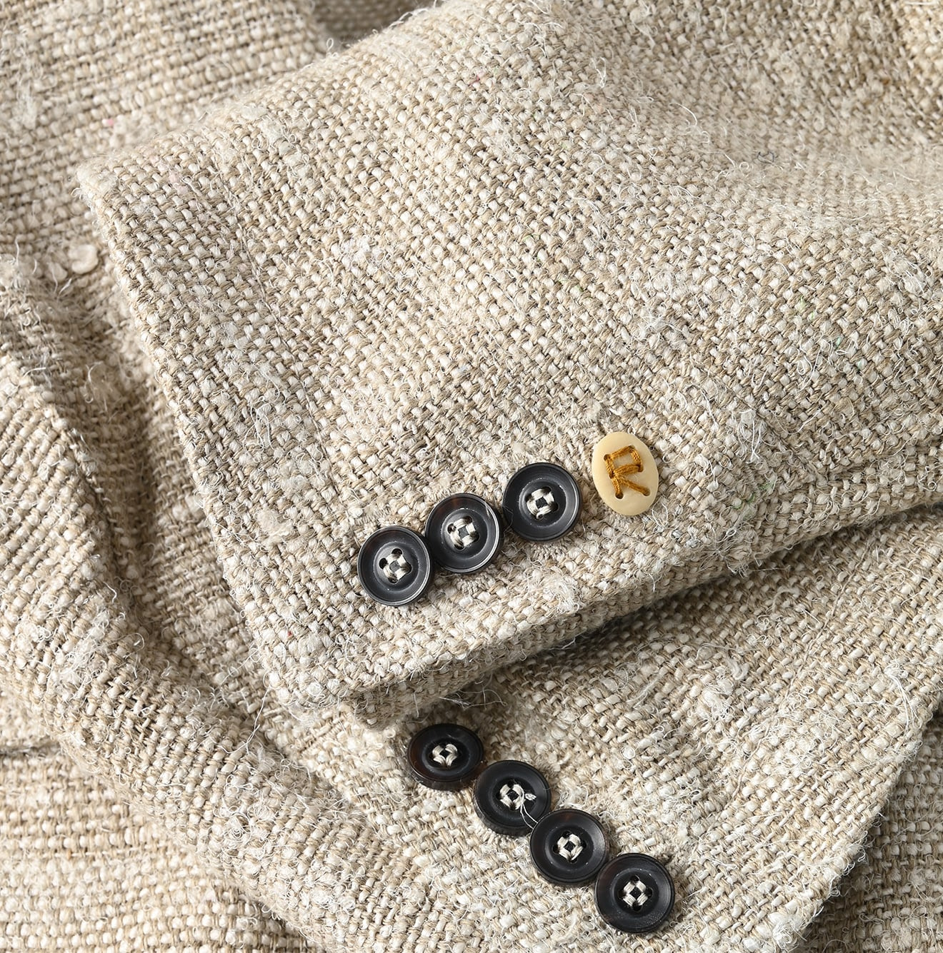 Indian Linen Silk Tweed Notting Hill Jacket Detail