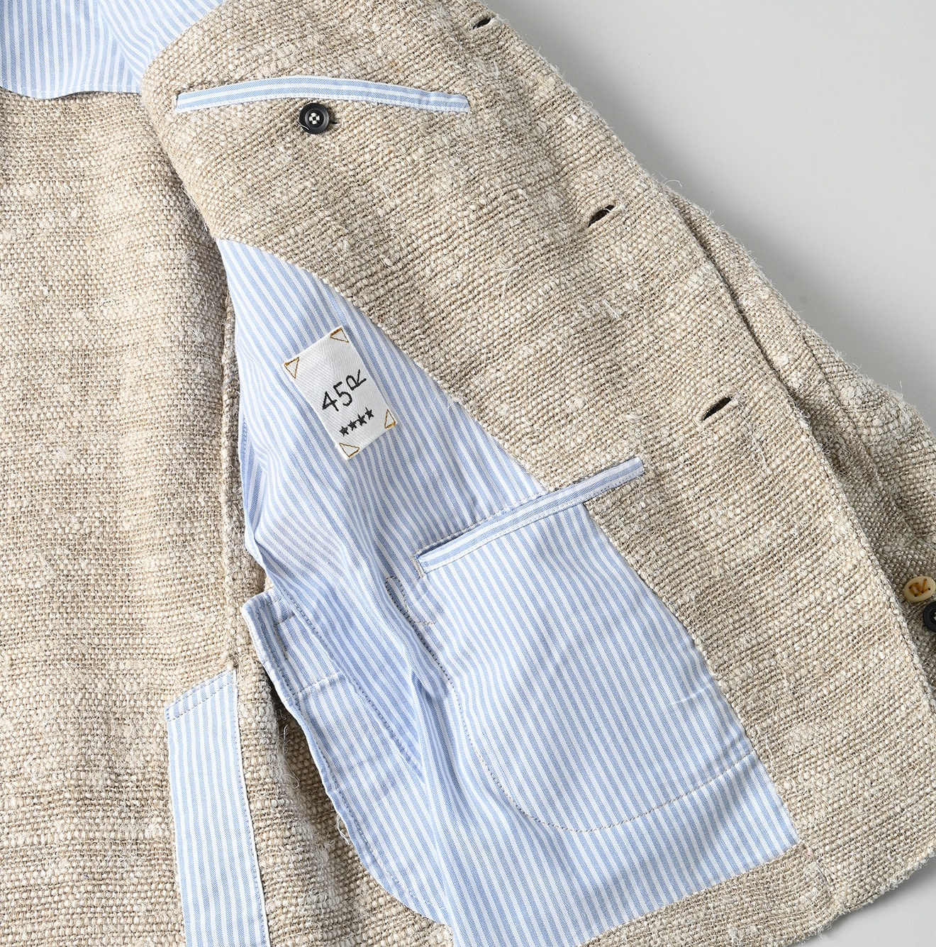 Indian Linen Silk Tweed Notting Hill Jacket Detail