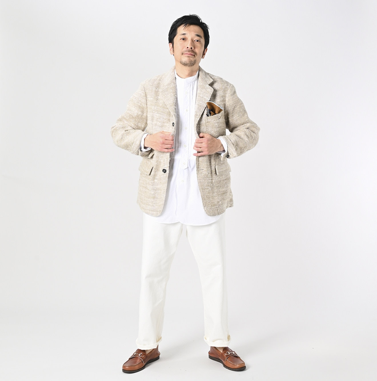 Indian Linen Silk Tweed Notting Hill Jacket Male Model