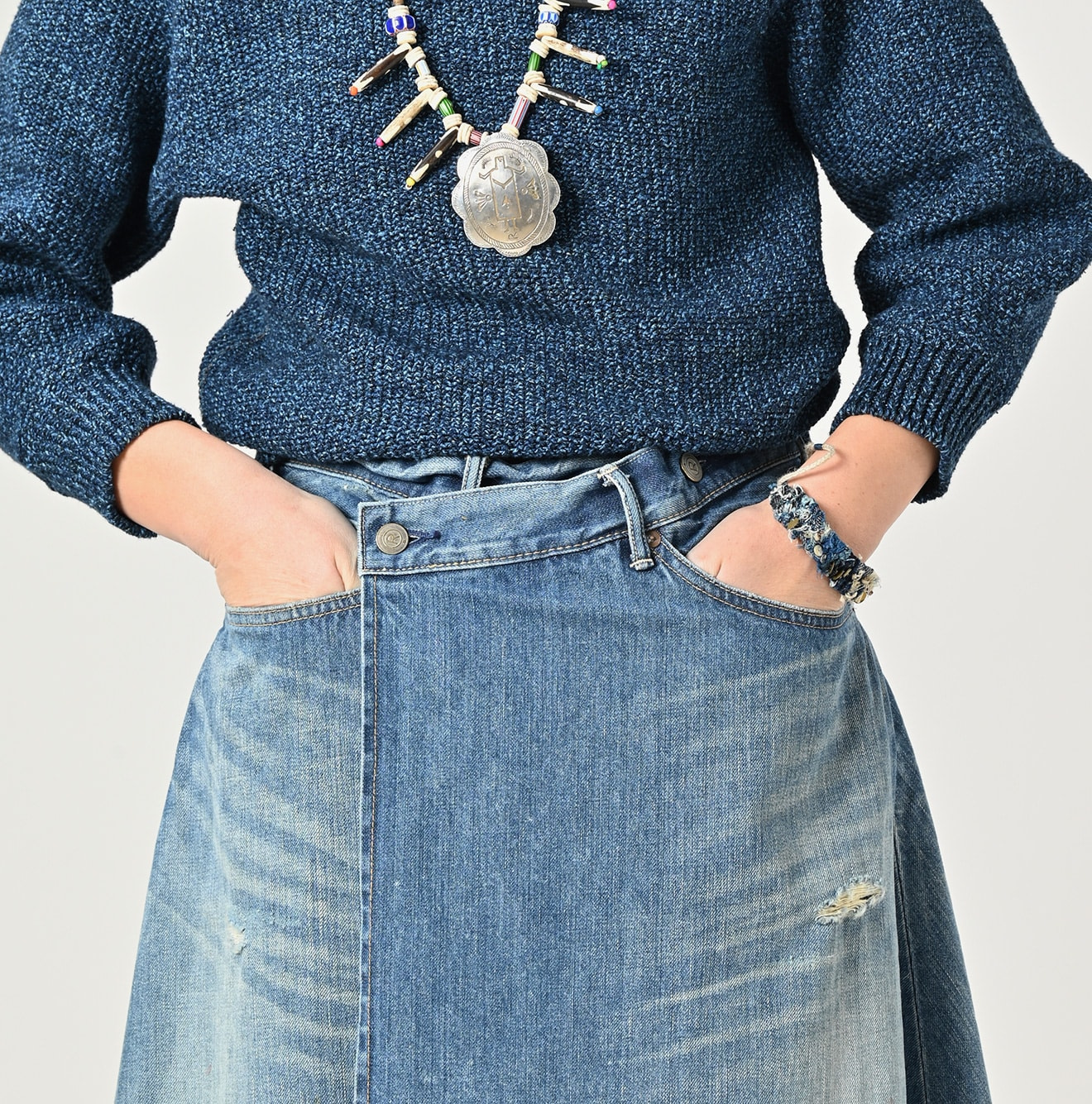 Rye Mugi Denim Crossover Skirt Sei Detail