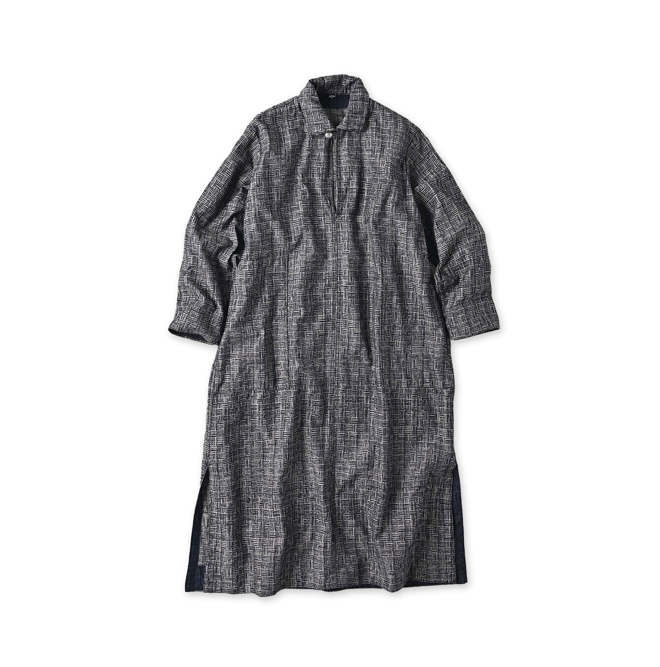 Indigo Basket Pattern Jacquard Dress Nou