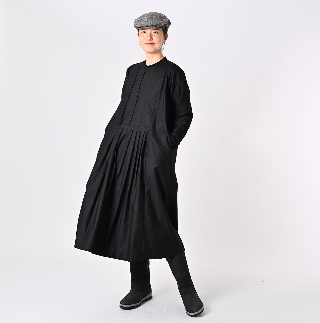 Chestnut Satin Pleats Dress Female Model