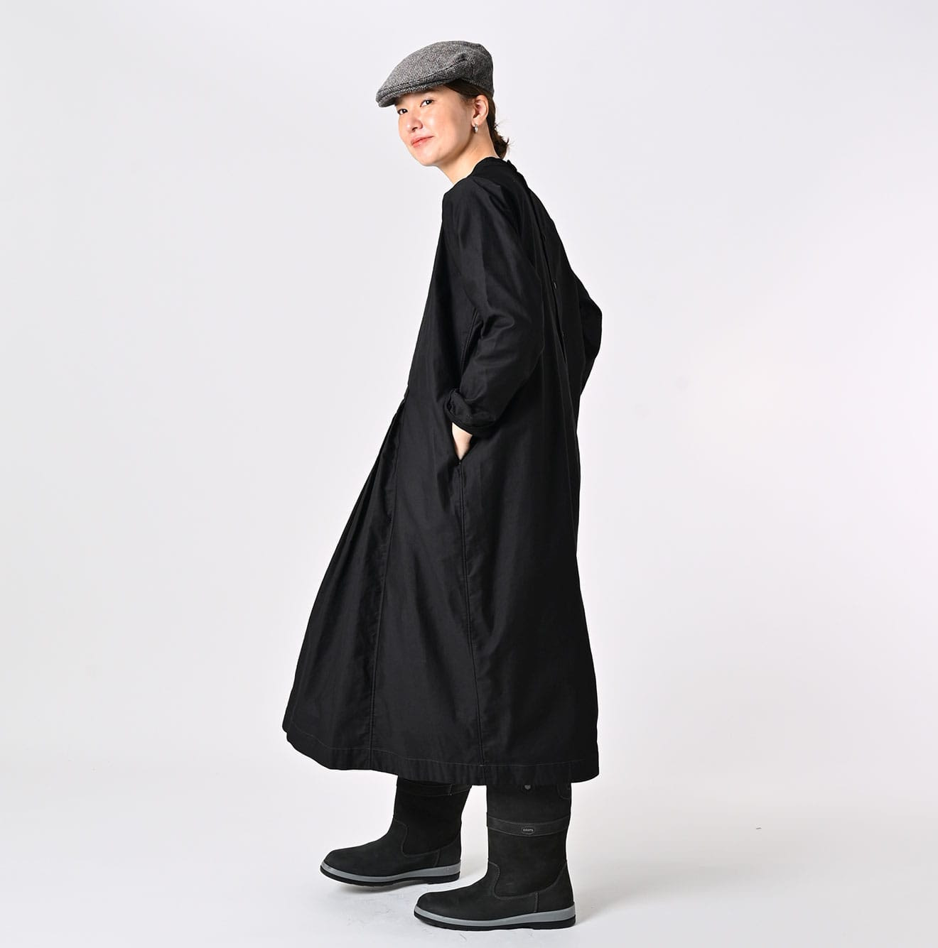 Chestnut Satin Pleats Dress Female Model