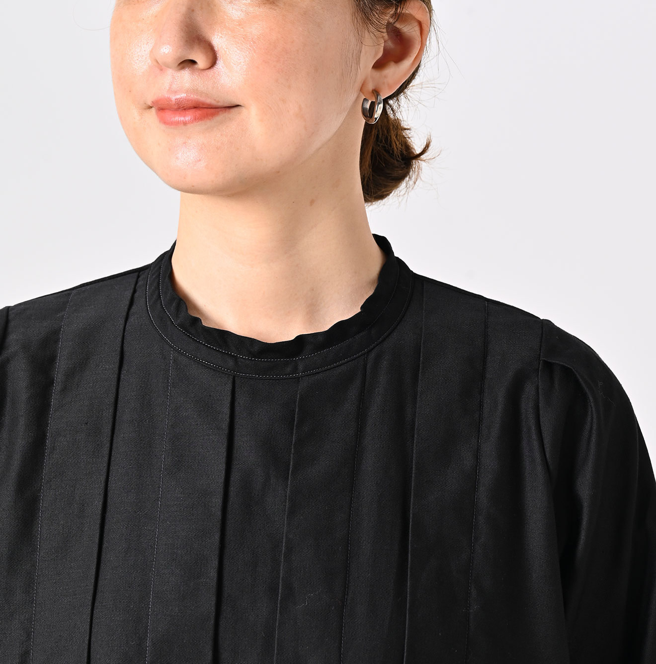 Chestnut Satin Pleats Dress Detail