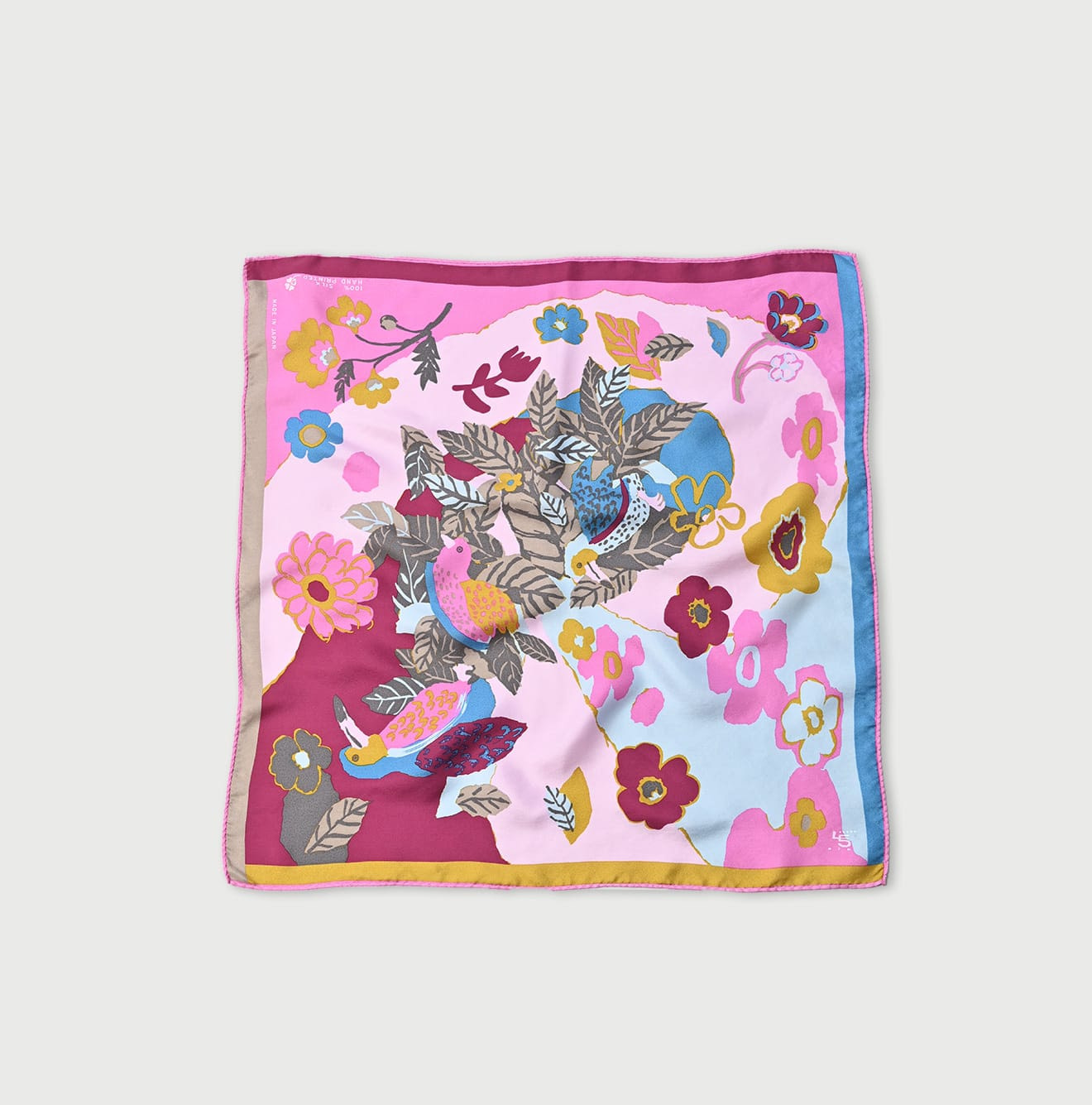 Silk Anemone Bird Bandana Pink