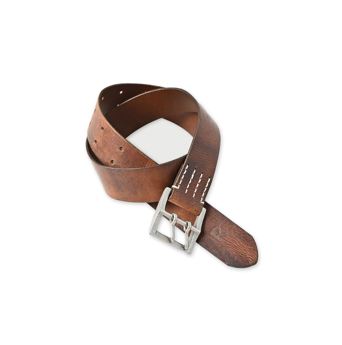 Vintage Leather Belt Wide Brown