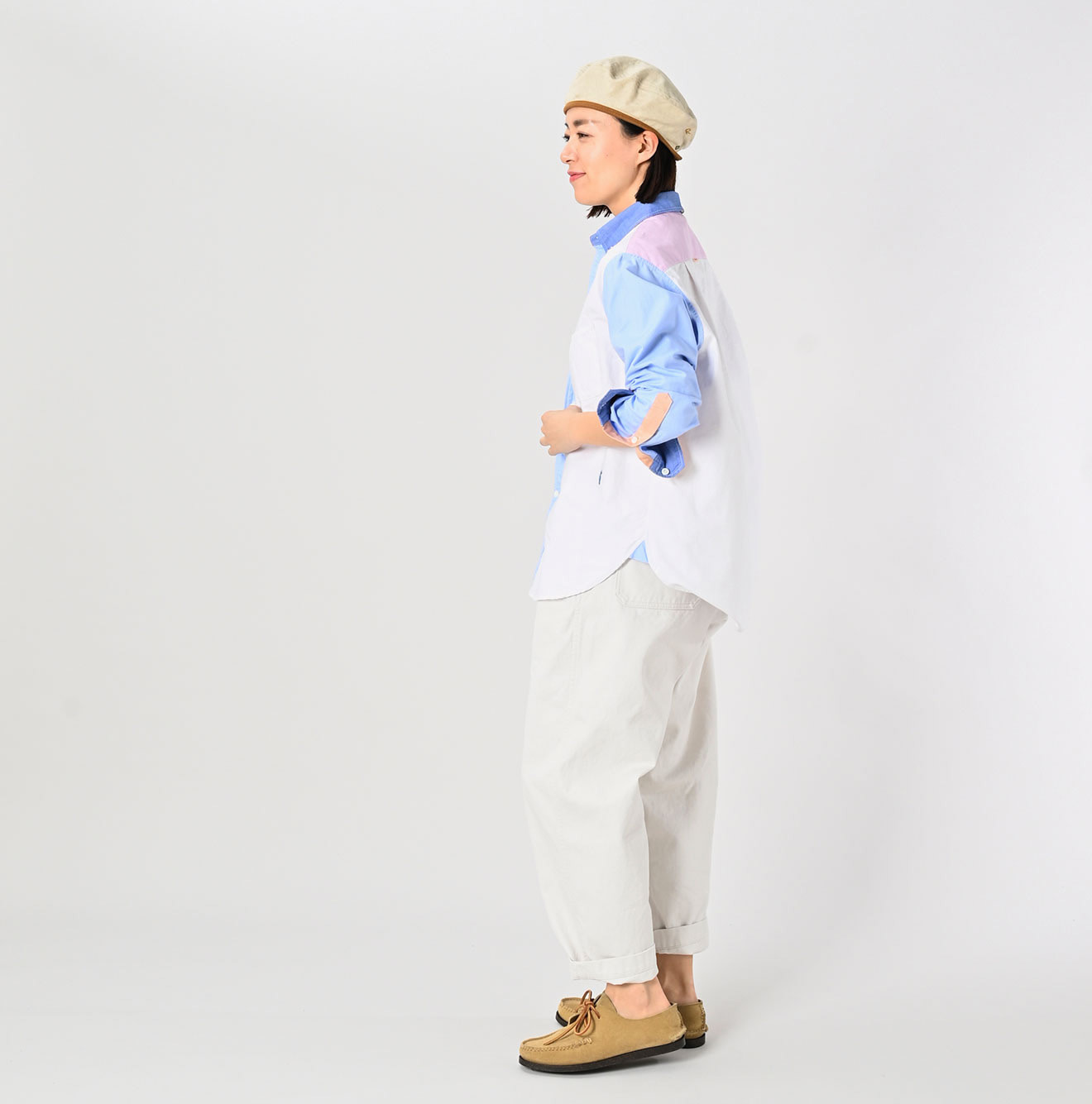 OX Crazy 908 Ocean Button Down Shirt Female Model