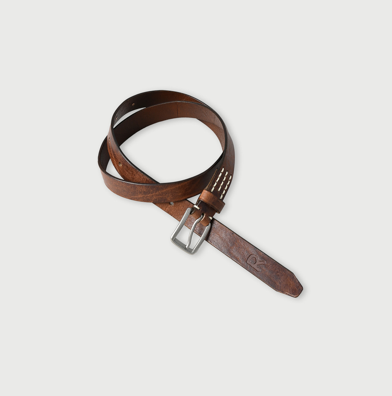 Vintage Leather Belt Slim Brown