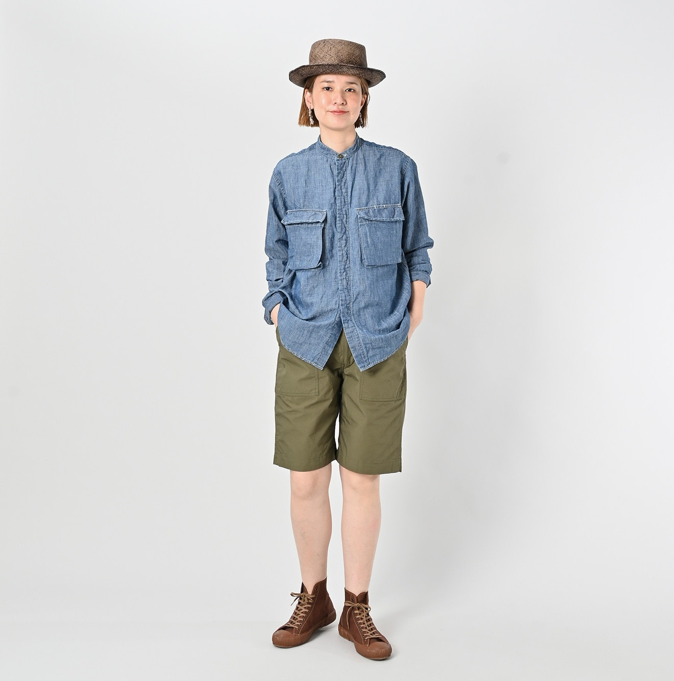 Cotton Linen Ruri Dungaree 908 Neem Shirt Zyu Female Model