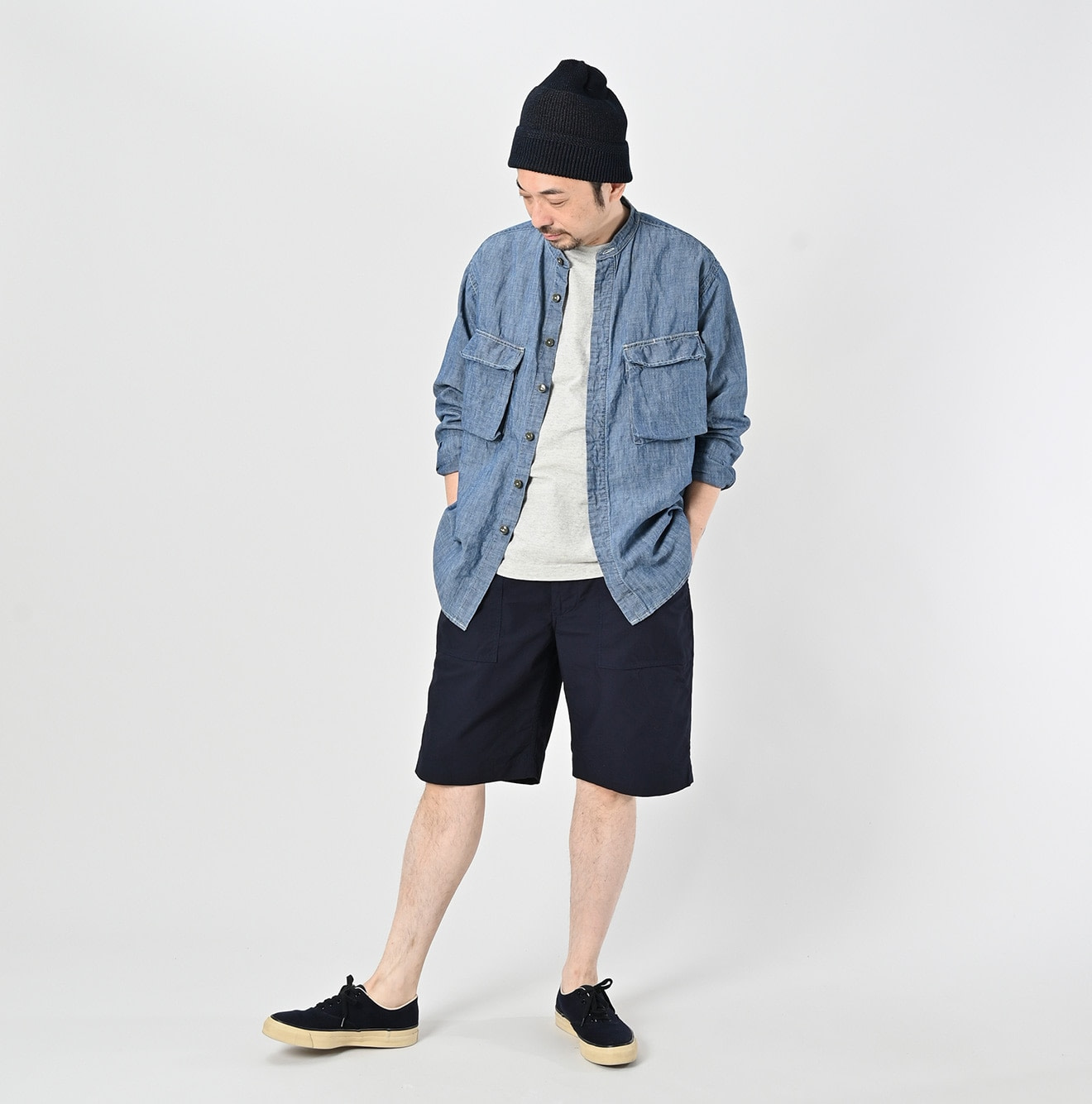 Cotton Linen Ruri Dungaree 908 Neem Shirt Zyu Male Model